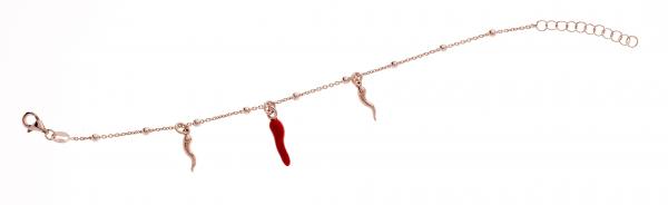 Bracciale Prega&Ama in argento925  con cornetto smaltato rosso  - cod.61206RCOR ROSE'