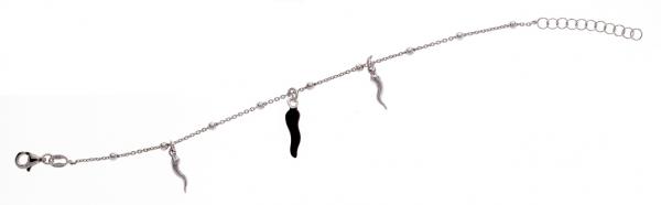 Bracciale Prega&Ama in argento925 con cornetto smaltato nero - cod.61206CON