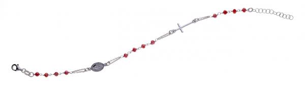 Bracciale rosario Prega&Ama in argento925 con pietre rosse - cod.61109