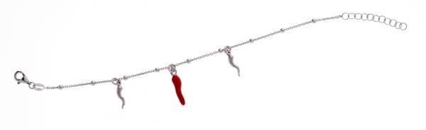 Bracciale Prega&Ama in argento925  con cornetto smaltato rosso - cod.61206COR